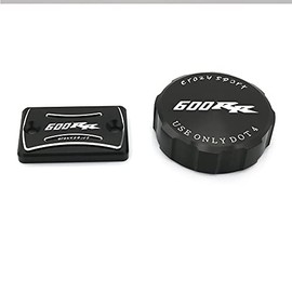 crazy sport Front Rear Fluid Reservoir Cover Fits for Honda CBR600RR 600RR 2008-2021 Brake Master Cylinder with Logo CNC Aluminum Motorcycle Accessories 2016 2015 2014 2013 2012 (Black)