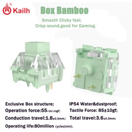 Zjmehty Kailh Box Bamboo Switches for mx Mechanical Keyboard,3-Pin 55gf/Thick Clicky/Firm Response/RGB/Crisp Sound Switches(90pcs)