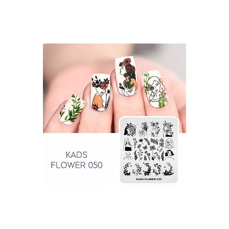 Kads Juego 5pcs Placas Estampación Uñas Kads - Modelos Flores