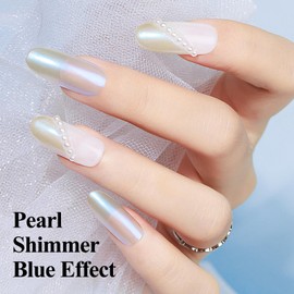 Bevimee Quick Dry Nail Polish 12ML, Mermaid Shimmer Pearl Aurora Blue Nail Polish Regular Air Fast Drying Fingernail Natural Color Nail Art Salon DIY at Home