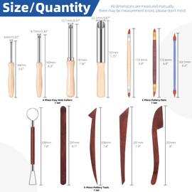 Glarks 12pcs Modeling Clay Sculpting Tools Kit, Includes 4 Styles Circular Clay Hole Cutters, 5 Styles Wood Clay Modeling Tools, 3 Styles Two Head Clay Color Tip Shapers, Clay Pottery Carving Tool Set