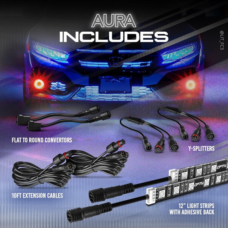OPT7 Aura Single Row Expansion Pack - 2pc 12” RGB
