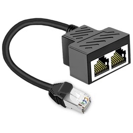 Ethernet Splitter 1 to 2 RJ45 Network Cable Adapter, Note Only Connect one Network at a Time, Compatible with ADSL/Computers/TVs/Routers (Only Support one Works at one time)