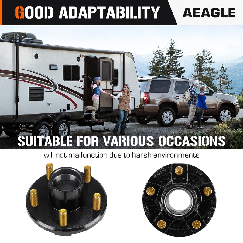 AEagle 2 Sets 5 on 4.5" Bolt Circle Trailer Hub