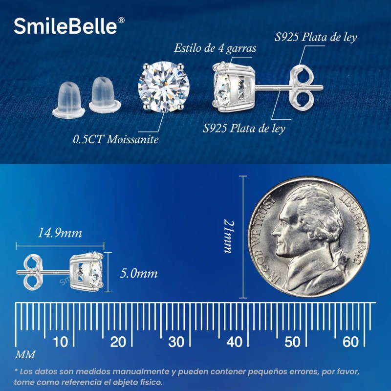 Pendientes De Moissanita 925 Plata Aretes Caja Regalo Mujer