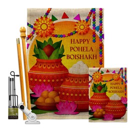 Ornament Collection Bangla Noboborsho Burlap Garden House Flag-Kit Religious Faith Hope Grace Peace Dove Christian Religion Easter Decoration Banner Small Yard Gift Double-Sided, Made in USA