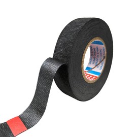 Automotive Wire Harness Cloth Tape, High Temp Wrapping Noise Damping Heat Proof Black Adhesive Fabric Electrical Flannel Tape 15M*19mm