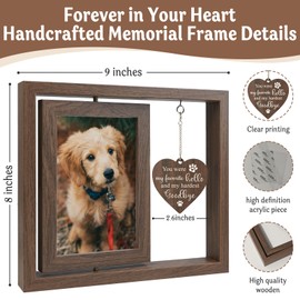 Aurlova Dog Memorial Gifts for Loss of Dogs, Rotating Wooden Dog Memorial Frame for 4x6 Photo, Pet Loss Sympathy Remember Gift for Dogs and Cats