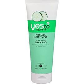 Yes To Cucumbers Total Shine Aloe Vera Shampoo ~ For All Hair Types 9.5oz (Quantity 1)
