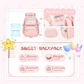 VIDOSCLA Solid Color Kids Girls Backpack Elementary Students BookBag School Bag