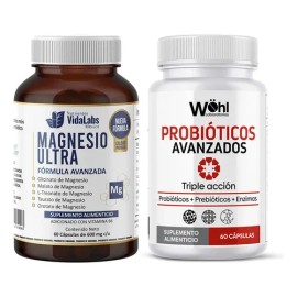 Magnesio Ultra Nutrientes Vidalabs México  Probióticos Avanzados Whl Sabor Sin sabor 60 capsulas                                                      
