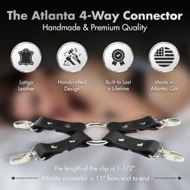 Atlanta 4-Way Latigo Leather Handcrafted Connector (Black)