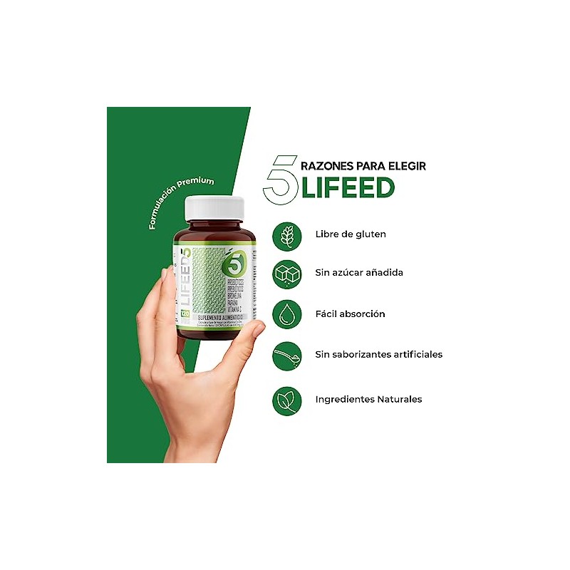 LIFEED5 Enzimas Digestivas, Probióticos y Prebióticos 120 cápsulas