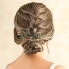 IYOU Wedding Crystal Hair Pins Green Rhinestone Bridal Headwear Leaf
