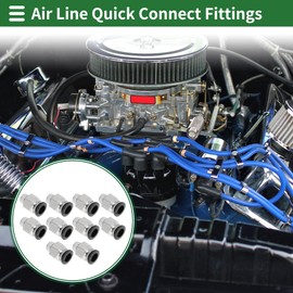 HOPESPANNER Push to Connect Air Fittings 5/16" Male Thread Air Line Quick Connector Plastic Metal 1/8" BSPT 10 Pcs Black Silver Tone