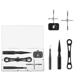 nijimomo Reel Maintenance Tool Set of 4 Types for Repair, Disassembly, Cleaning, Pin Puller, Wrench Included (Black)