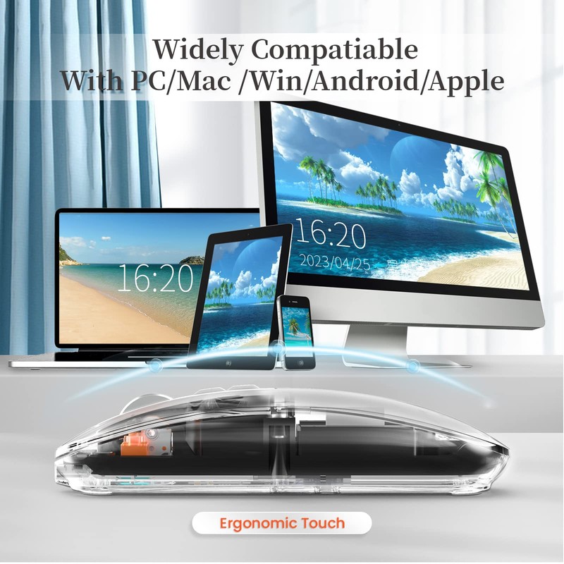 UrChoiceLtd T900 Kabellose Bluetooth-Maus, Multi-Device Slim Cordless Mouse (Dual-Mode: BT