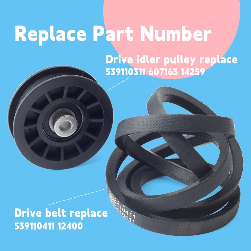 GLOXTED 539110311 & 539110411 Drive Idler Pulley and Belt Kit