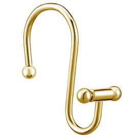 EleCharm 12PCS Gorgeous Gold Decorative Shower Curtain Hook Upgrade T Shower Curtain Ring Rustproof Bathroom Hanger Multi-Purpose