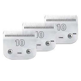 Dog Grooming Clipper Blade, Carbon Infused Steel, Ceramic Edge, 3-Pack #10, Compatible with Andis, Wahl, Oster