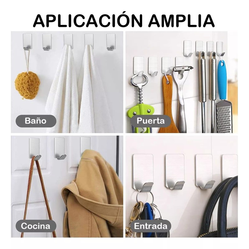 Generic 50 Ganchos Adhesivos De Acero Inoxidable Para Baño O