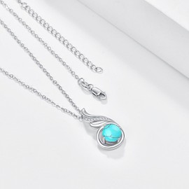 TANGPOET Turquoise Pendant Necklace for Women 925 Sterling Silver Turquoise Blue Stone Jewellery Gifts for Birthday Mothers Day Christmas