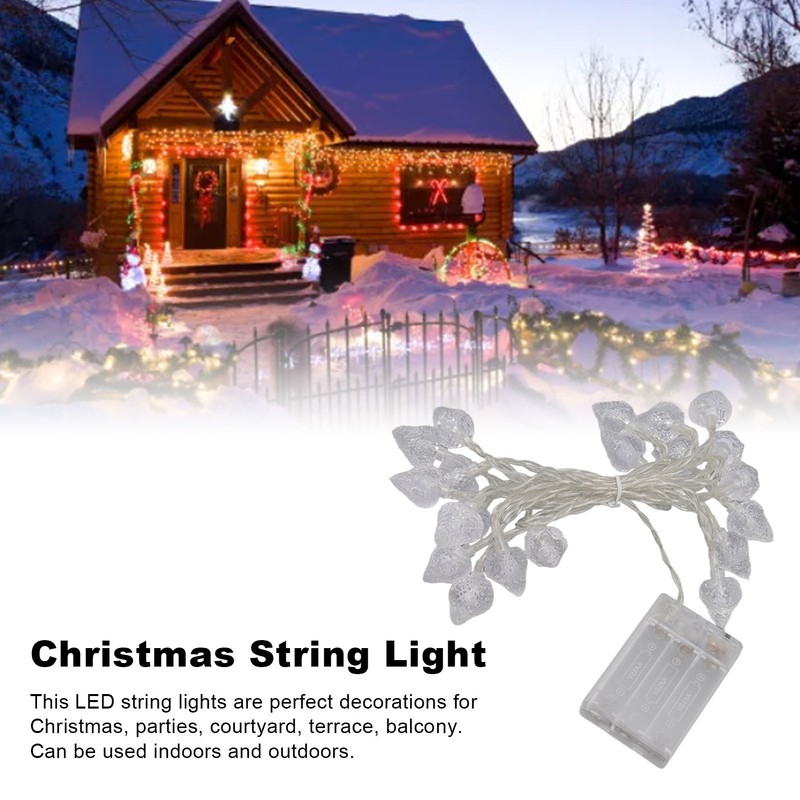 20 LEDs Christmas Lights Outdoor Strawberry Fairy String Lights Battery