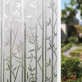 Finnez Bamboo Window Film for Privacy Frosted Window Film Perfect for Bathroom Livingroom and Office (35.4" x 78.7")