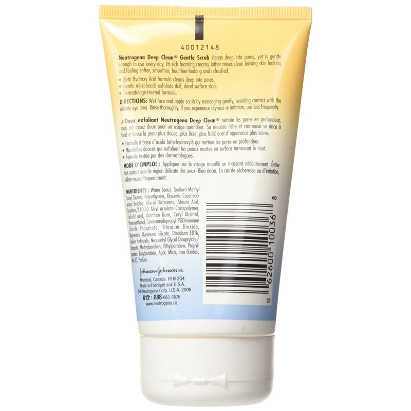 Neutrogena Exfoliating Face Scrub, Deep Clean Gentle Facial Scrub, 125