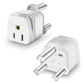 2 Pack South Africa Plug Adapter Type M Adapter for South Africa, Africa Travel Plug Adapter US to South Africa Power Adapter,Safe Grounded for South Africa White