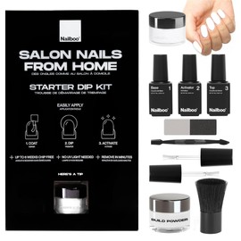 Nailboo Here's a Tip Premium Dip Nails Starter Kit, Nail Powder Dip Kit for DIY At Home Manicure, Includes Dipping Powder and Liquids, White