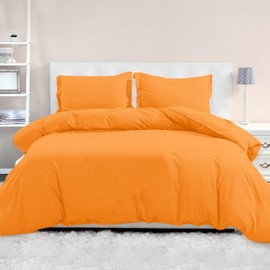Mocassi Luxury Queen Size 3-Piece Duvet Cover Set - 1800 Premium Hotel Quality Microfiber Button Closure Duvet Cover (No Comforter Included), 1 Duvet Cover 90x90 Inch and 2 Pillow Shams, Orange