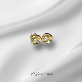 India with Love 9K Gold Pearl Stud Earrings, Delicate Classic Design