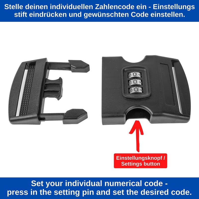 2 x 50mm Black Plastic Combination Lock Buckles for up