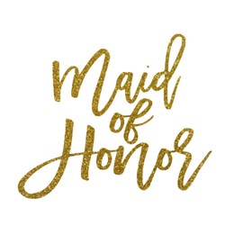 Maid of Honor Iron On Decal, DIY Heat Transfer Applique, Wedding Bridal Party Tshirt Patch, Wedding Bachelorette Party Shirt Graphic, Pick Size Color, Iron-On Almost Anything (Old Gold Glitter)