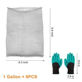 YBB 6PCS Root Guard Baskets, Gopher Wire Speed Baskets, Stainless Steel Mole and Vole Baskets for Garden Plant Root Protection with Gloves (1 Gallon)