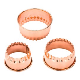 Pastry Tek 3-Piece Copper-Plated Metal Fluted Round Cookie Cutter Set 1 Count Box - Restaurantware