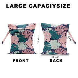 Hanamiya Na 2Pcs Tropical Palm Leaves Print Wet Bags, Wet Dry Bag Reusable Zipper Pouch for Swimsuit, Diapers, Pool, Beach, Dirty Yoga Gym Clothes, Toiletries, Waterproof Birthday Christmas Gifts