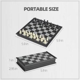 Travel Chess Set Magnetic Portable Folding Board - Small Mini Pocket Chess Set (