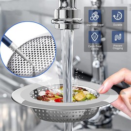 Aufondof 4 Pack Kitchen Sink Strainers, Stainless Steel Sink Drain Basket Food Catcher for House Bathroom Kitchen Sinks, Anti-Clogging & Rust-Free & Corrosion-Free