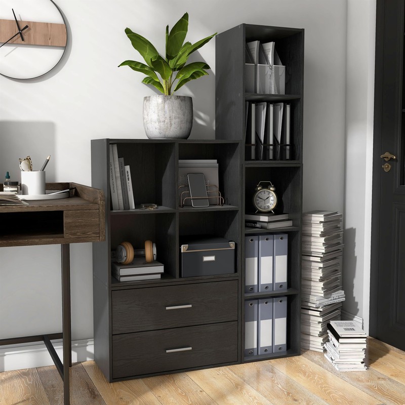 Homes: Inside + Out Apexa 4-Cube Storage Organizer Shelves, Stackable