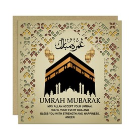 RED OCEAN Umrah Mubarak Card Umrah Greeting Cards with Envelope for Family And Friends Umrah Mubarak Wish 14x14 Card Muslim Card Islamic Card For Men Women