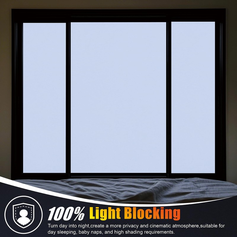 FEILAYS White Thickened Total Blackout Window Film Frosted Glass Static