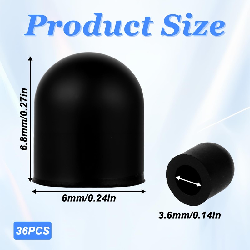36Pcs Rubber Tips for Stylus Pens, 0.24inch (6mm) Replacement Nibs