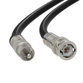 Black, 12 ft BNC to RCA RG6 Cable - Professional Grade - Male BNC to Male RCA Cable - BNC Cable - 75 Ohm Coaxial, 50/75 Ohm Connectors, SDI, HD-SDI, CCTV, Camera, and More - 12 Feet Long, in Black