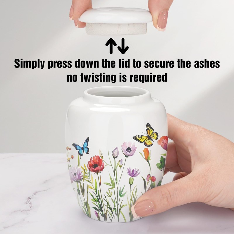 4.33 Inches Small Cremation Urn for Human Ashes Ceramic Decorative
