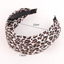 Luixenir 2 Pcs Leopard Print Headbands for Ladies Wide Fabric Hairbands Non Slip Hair Accessories for Women and Girls