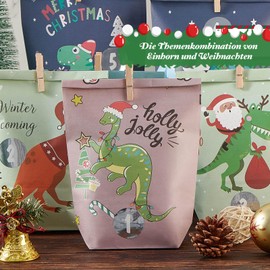 Advent Calendar for Filling, 24 Large XXL Fabric Bags, Chain for DIY Crafts and Hanging, Christmas Calendar, Fill the Blue Grey Fabric Bags, Gift Bags for Children, Boys, Men