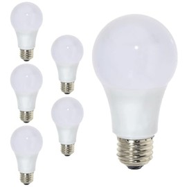 Diodesy- A19 LED Blue Light Bulb 5W 80 Lumen E26 Medium Screw Base for Party Decoration Holiday Lighting Small Light Bulb 120V 200° Beam Angle White Finish Turns Blue When Lit Pack of 6