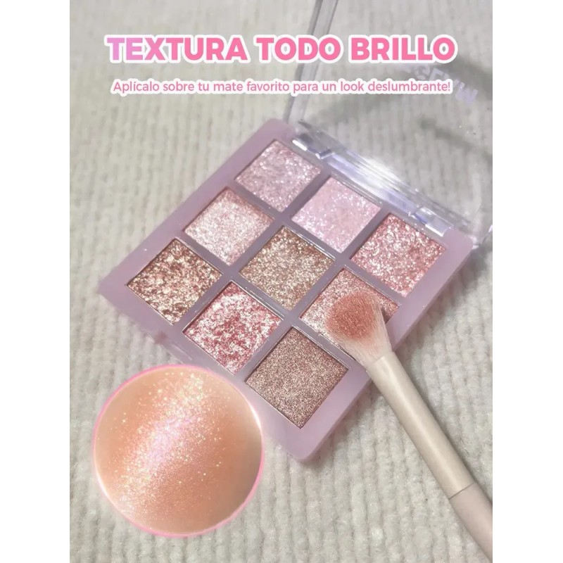 SHEGLAM Glimmer & Gleam Paleta de Sombras 9 Tonos Brillantes